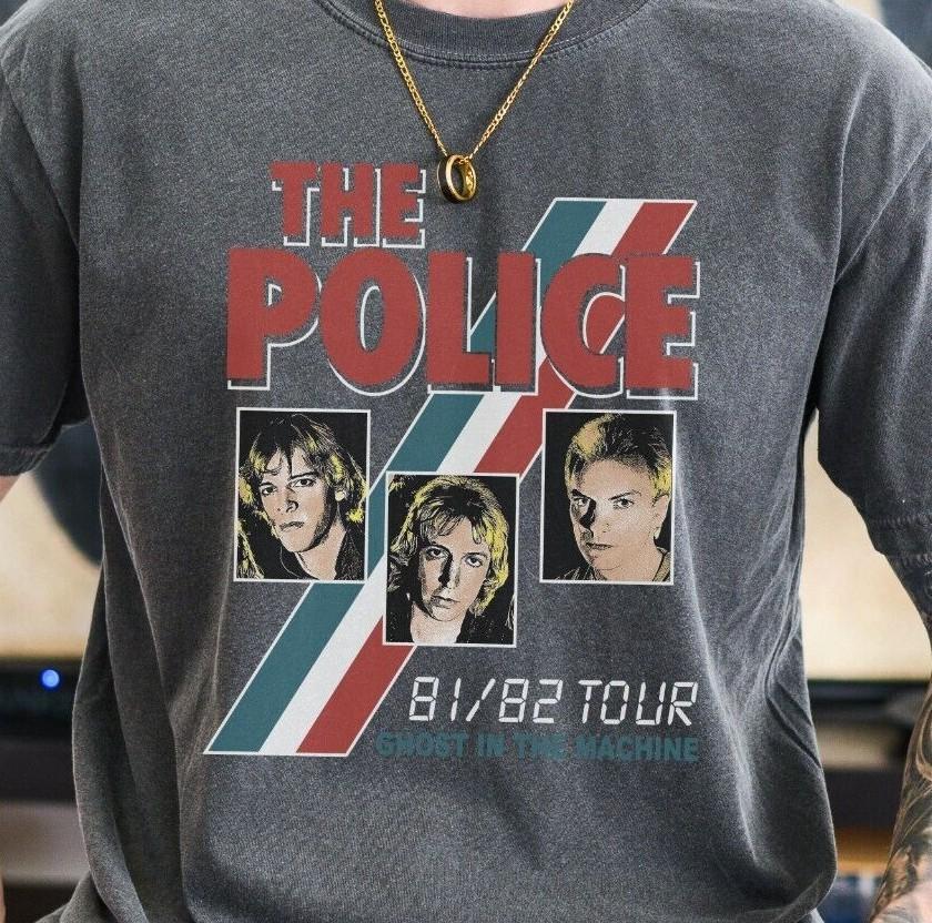 Unisex Cotton T-shirt The Police 1982 Tour T-Shirt Vintage Black Comfort Colors 1717 Tee