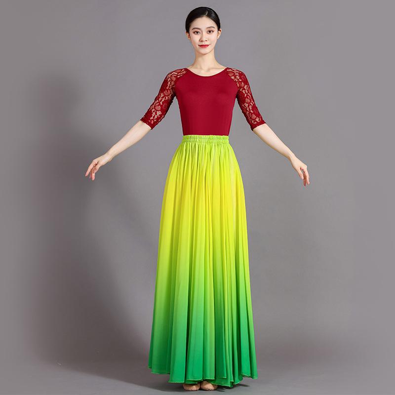 Xinjiang Meisjes Moderne Dans Chiffon Rok - 720 Graden Draai Oefen Kostuum