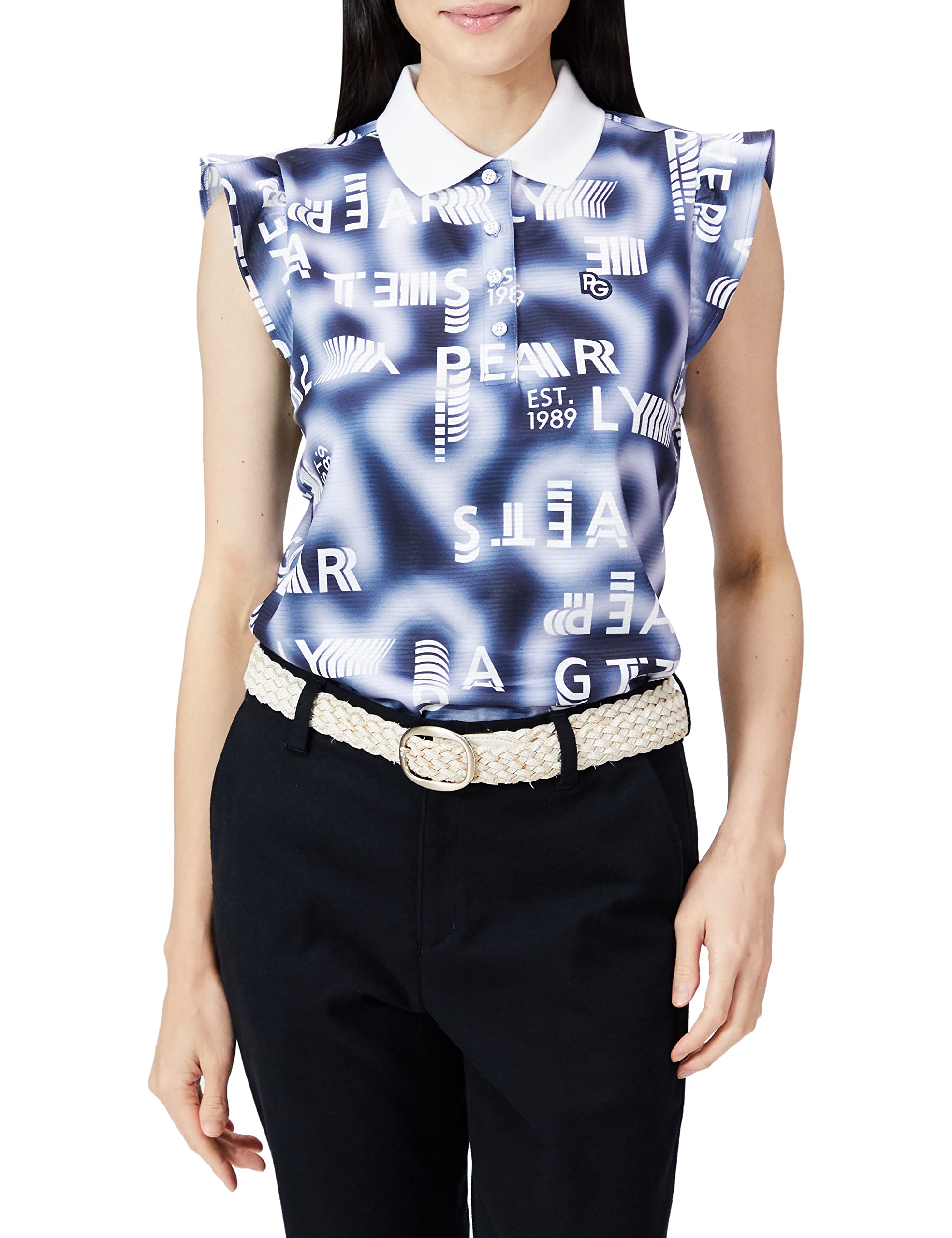 

Женская футболка поло с коротким рукавом PEARLY GATES с переплетенной теневой каймой и градиентным узором с логотипом / 055-2260810 120_Синий Логотип Размер 1 [M]