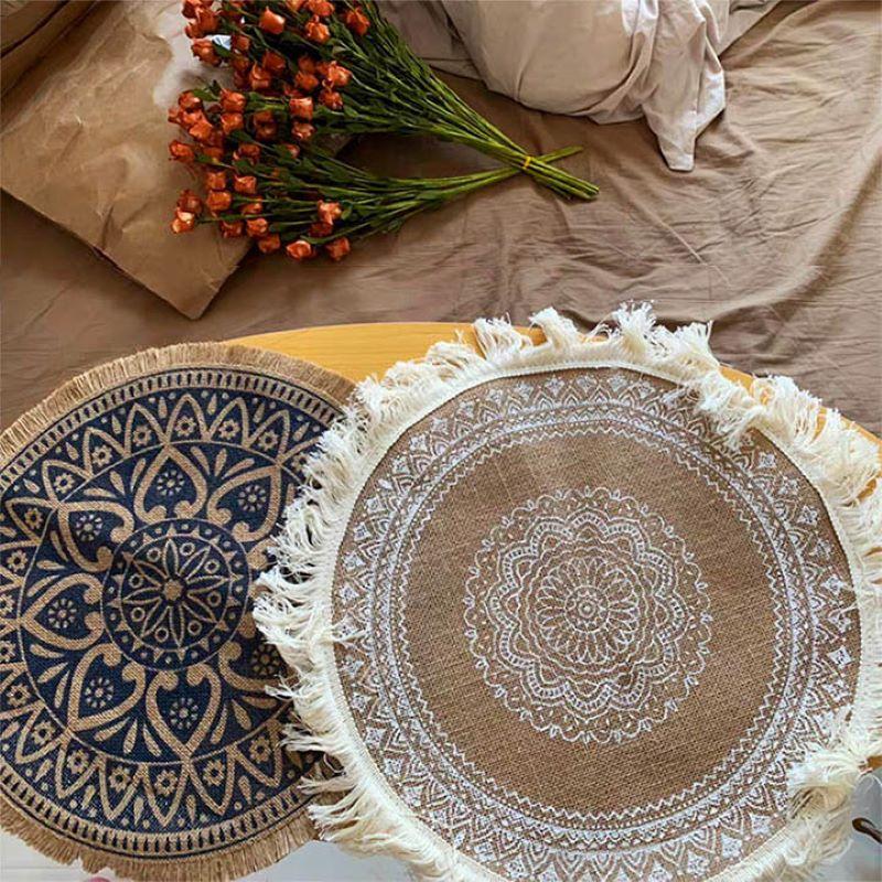 Round Embroidery Lace Table Placemat Nordic Style Non-Slip Placemat Heat Insulation Furniture Decoration Mat Coffee Cup Mats