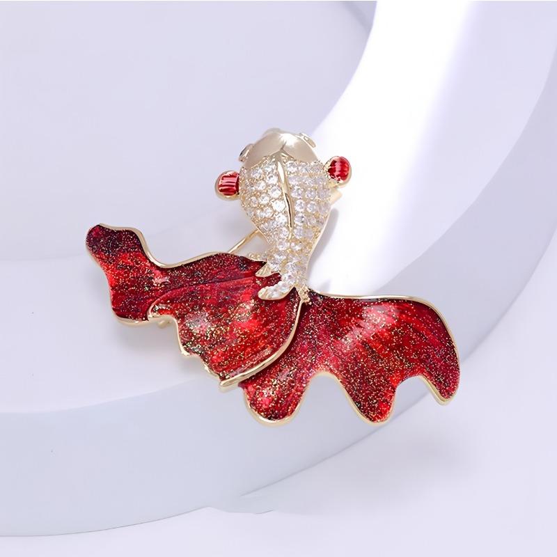 Exquisite and Cute Goldfish Brooch, High-end Lucky Women's Koi Flower Brooch, Niche Design Sense Pin
