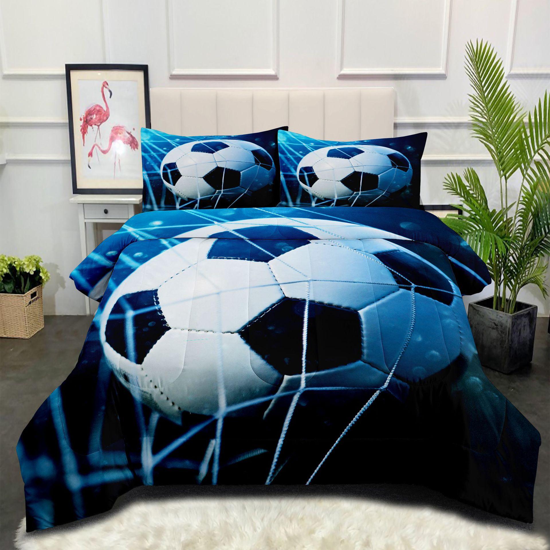 Fat Quilt Home Textile Digital Printing Bedding Three-piece Set Football Kit Quilt Cover 140*200cm
