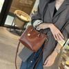Genuine Leather Bucket Bag Fashionable Handbag Single-shoulder Crossbody Women's Bag Cowhide Trendy Bucket Bag