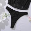 Conjunto de Sujetador de Encaje Francés Sexy Malla Ultradelgado Lencería para Mujer Conjunto de Tops de Verano con Tirantes Ropa Interior Moldeadora Negra Sujetadores con Conjuntos de Tanga