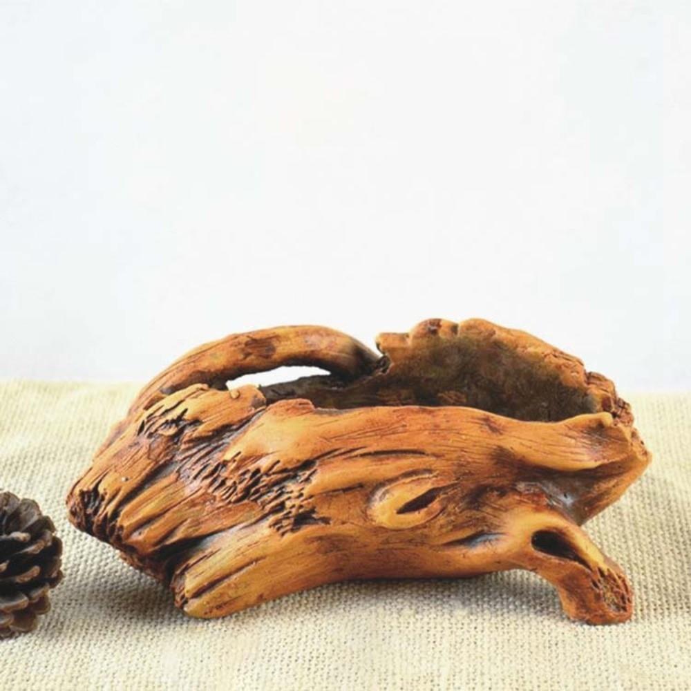 Home Decoration Imitation Wood Flowerpot Cement Pile Log Planter for Herbs Strawberries