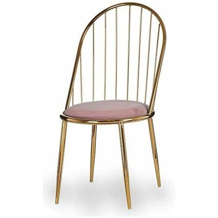Chaise - GIFT DECOR - 23458 - Polyester - Métal - Rose - Lot de 2