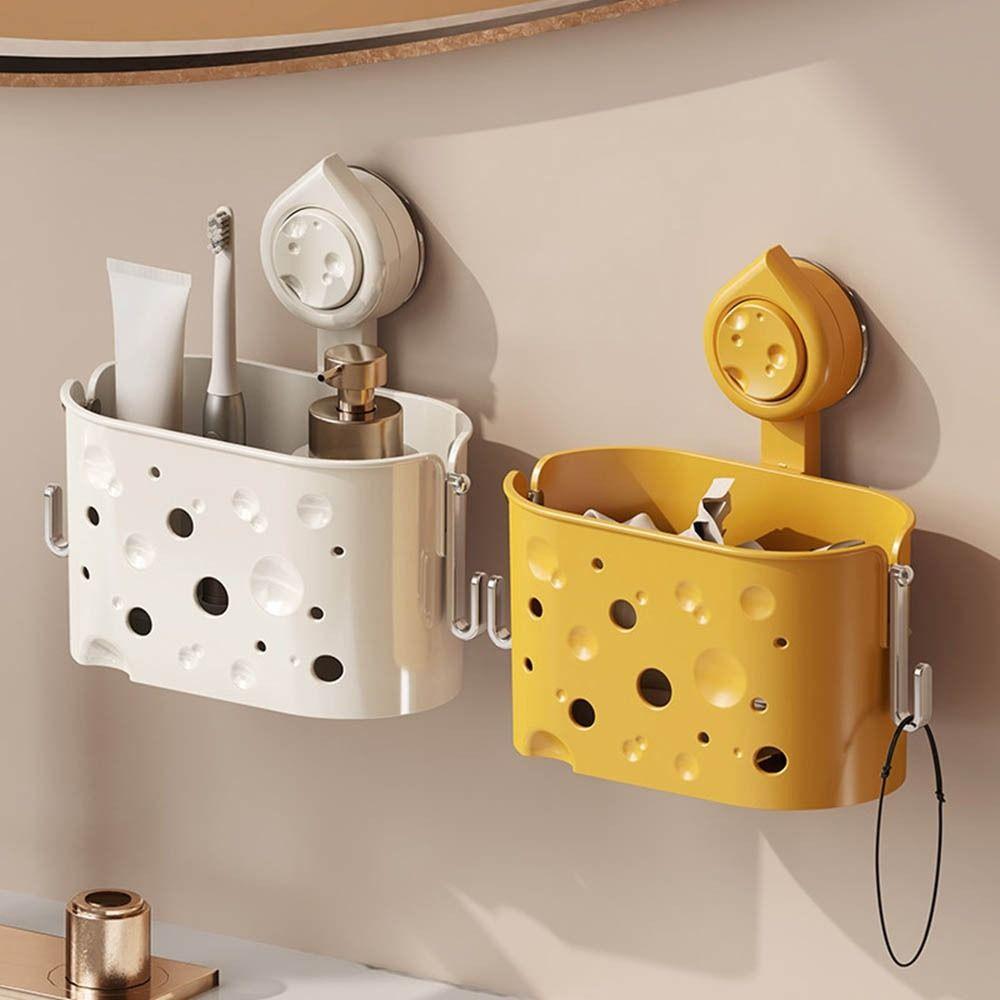 

Plastic Suction Cup Storage Box Wall Mounted Ginger Garlic Storage Basket for Home
