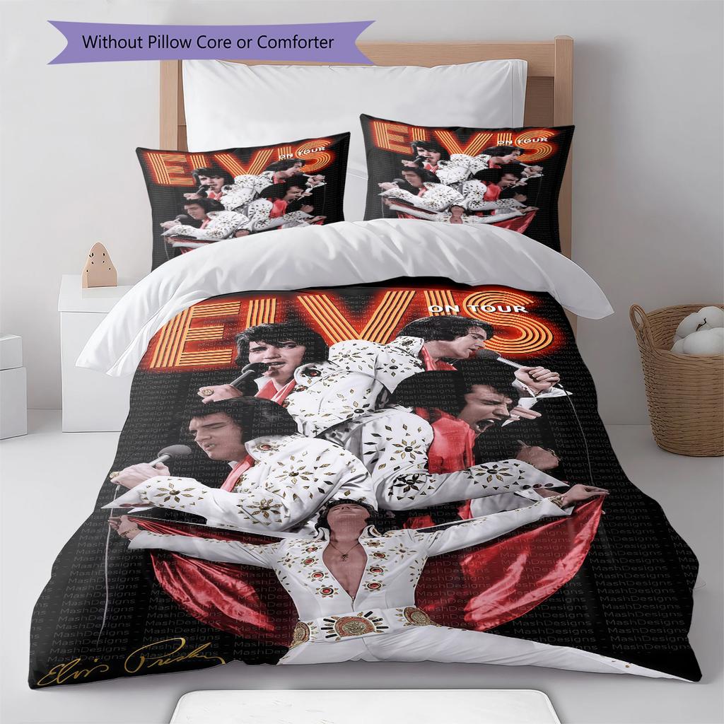 Elvis Presley Pattern Bedding,Quilt Set Quilt Cover Pillowcase Home Birthday Gift (1 * duvet cover + 2 * pillowcase, without core)