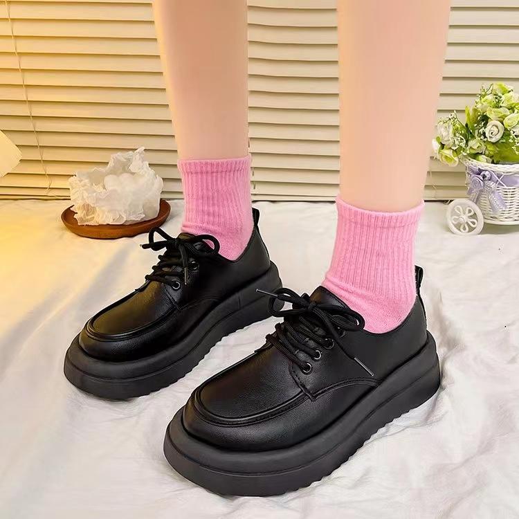 

Модные зимние кроссовки Женские Оксфорды в британском стиле Сабо Платформа Женская обувь Осень Преппи Кожа Новые Ретро Кроссовки Криперы Платье 40 чёрный