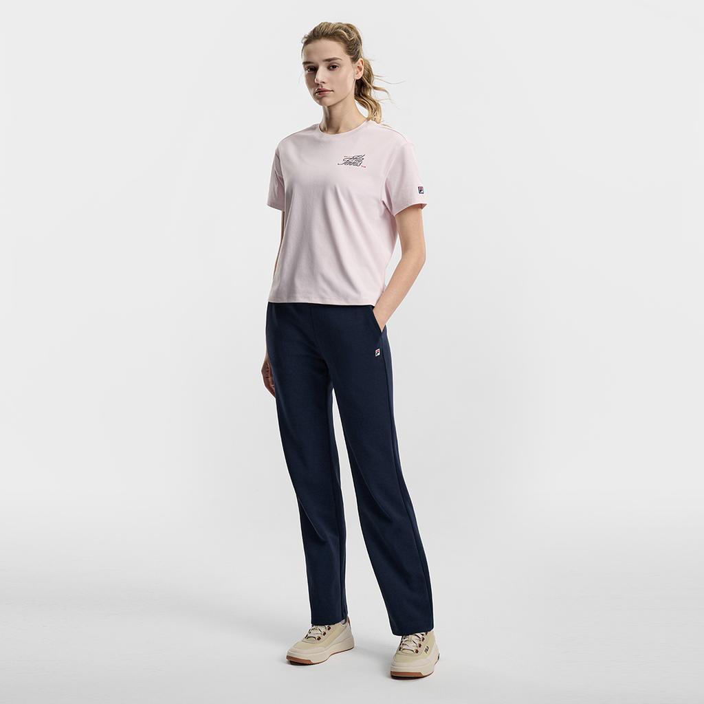 Fila Tennis Fashion Simple Classic Retro Casual Training Versatile Comfortable Straight Loose Knit Sports Pants Women bottoms Sky-Blue A11W613606FBU