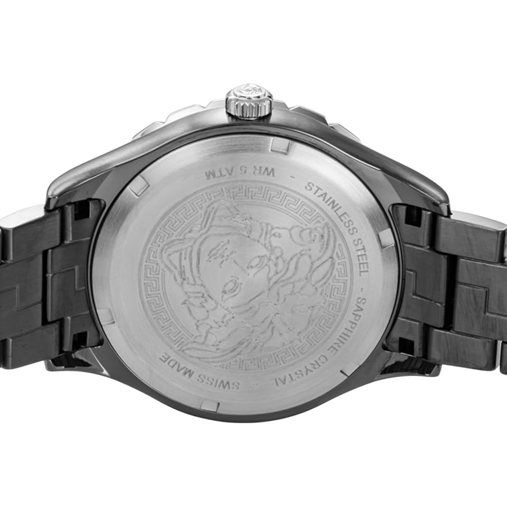 Versace Herrenuhr Helenium, VE3A00620, Quarzwerk, Wasserdicht, Saphirglas, Schwarzes Zifferblatt, Edelstahl [Parallelimport]