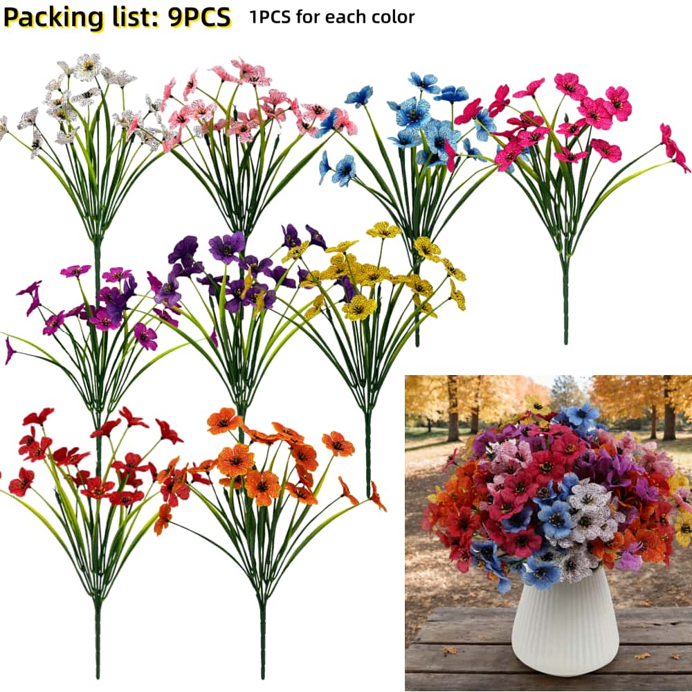 9/10PCS Silk flowers- Colorful Artificial Flowers UV Resistant Faux Blooms for Wedding Home  Farmhouse Garden  hotel Decor