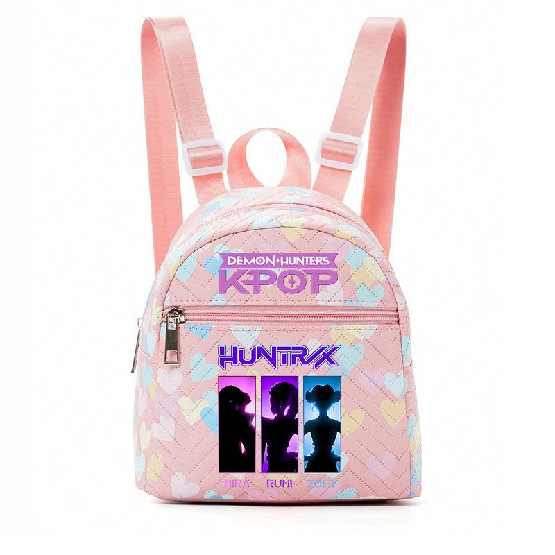 Kpop Synthetic Leather School Backpack for Girls Lightweight Candy Color Campus Bag