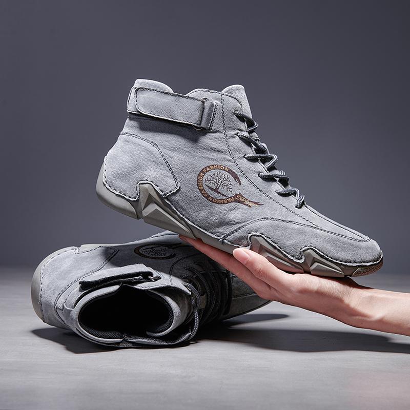 New Men's Ankle Boots Outdoor Lightweight Casual Short Boots Work Autumn and Winter Plush Snow Boots 2024 High Top Sports Shoes