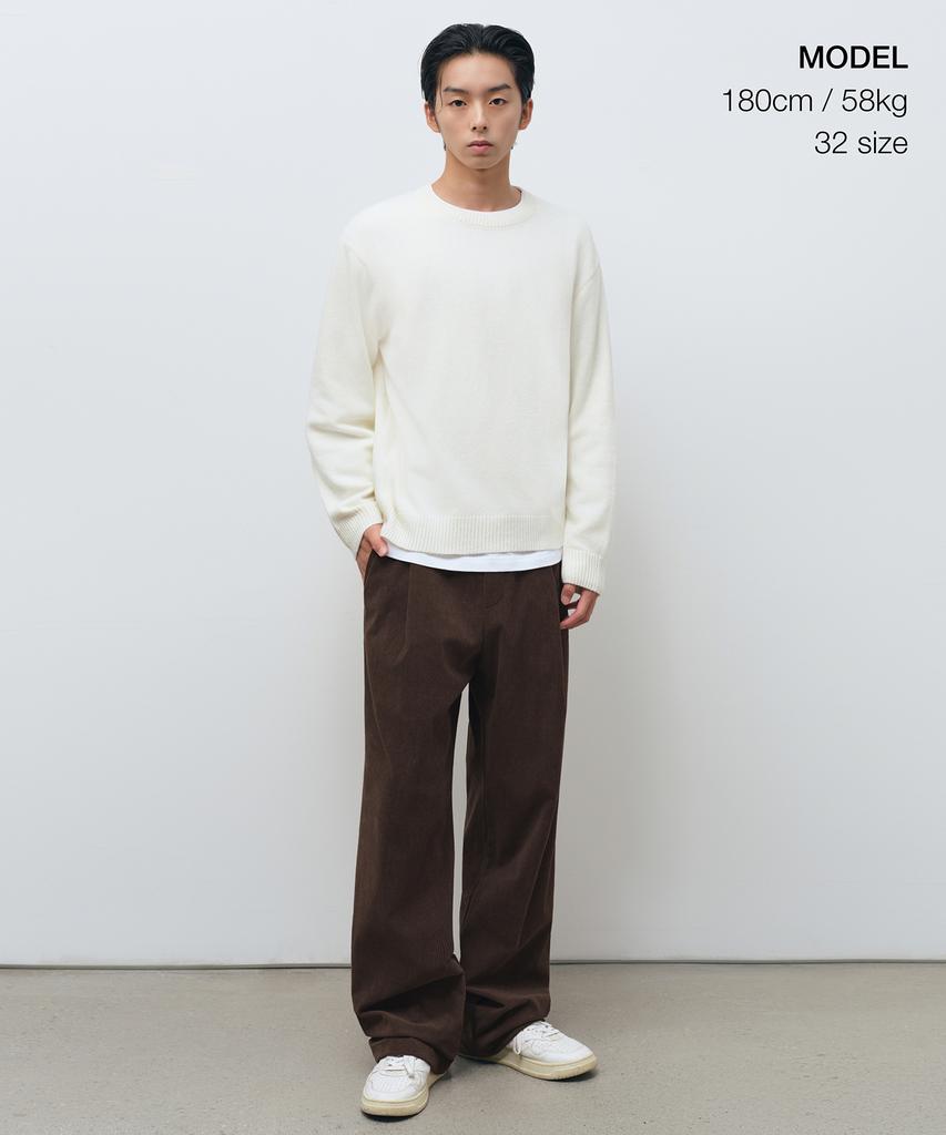 MUSINSA STANDARD 8W Corduroy One-Pleat Wide Elastic Pants [Brown]