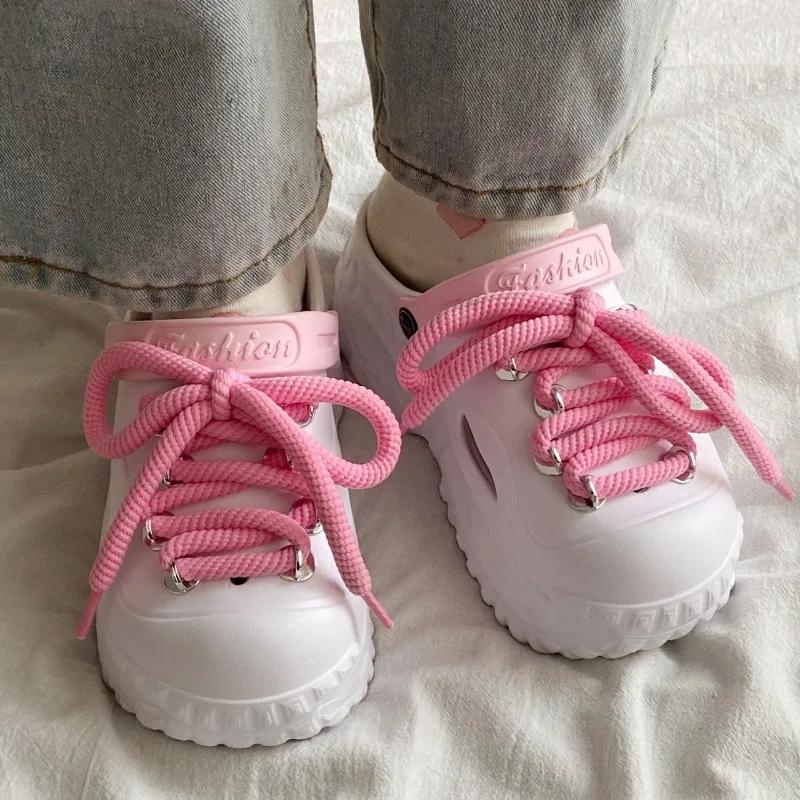 New Women's Shoes Front Lace-up Women's Slippers Fashion Closed Toe Plus Size Beach Best Seller Platform Slippers