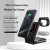 15W 3-in-1 Magnetic Wireless Charger Stand for Phone, Watch, Earbuds – Fast Charging, Portable, Foldable Desk Accessory