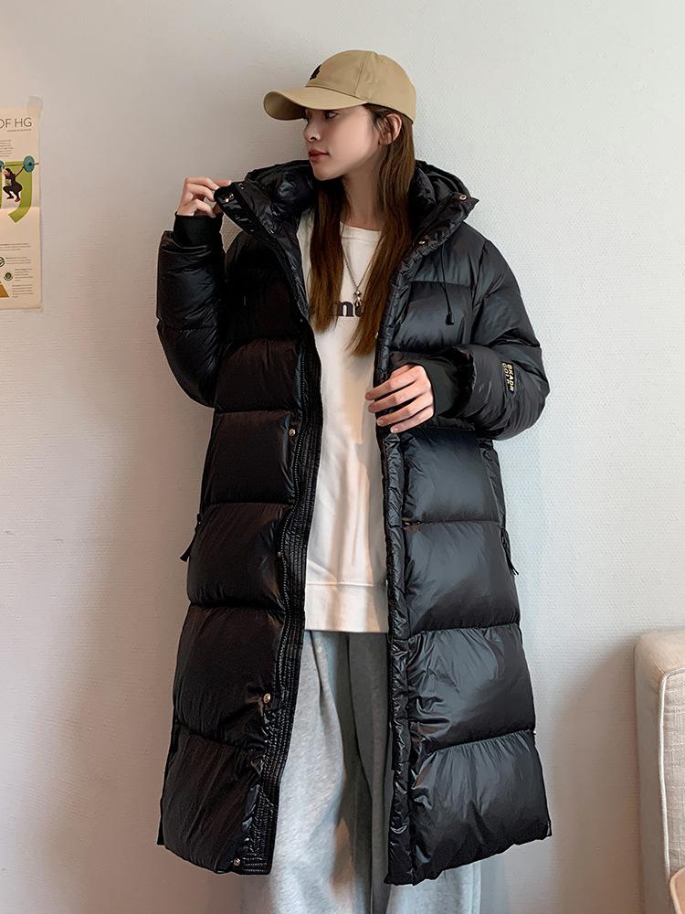 

Модные черные утепленные зимние куртки женские повседневные тонкие уличные длинные пуховики женские шикарные свободные верхние куртки с капюшоном теплые жилеты L чёрный