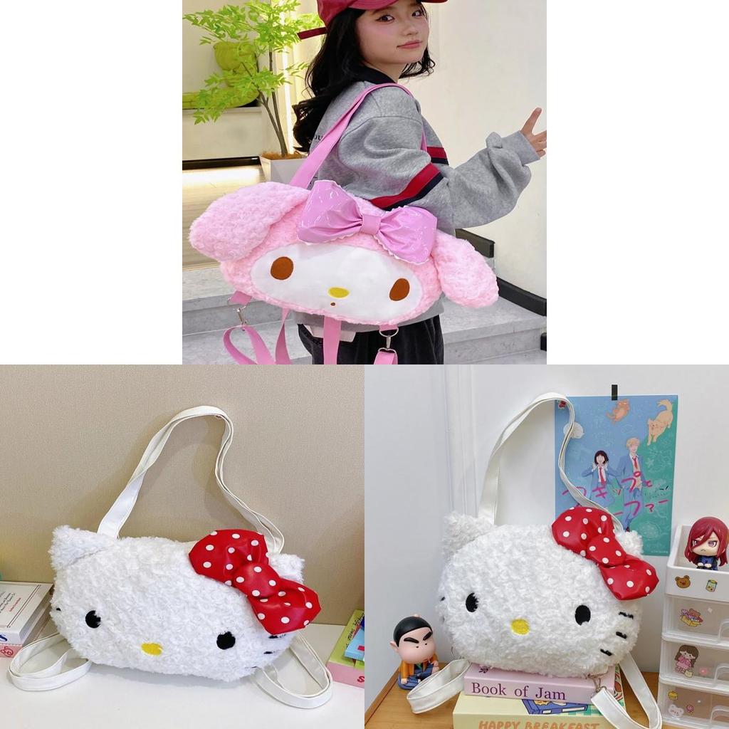 My Melody Girls Plush Backpack With Large Capacity For School And Daily Use