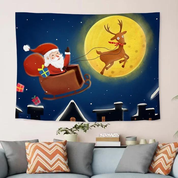 

Гобелен с рисунком Санта-Клауса для дома, спальни, гостиной, настенного украшения, рождественский гобелен 100x75cm
