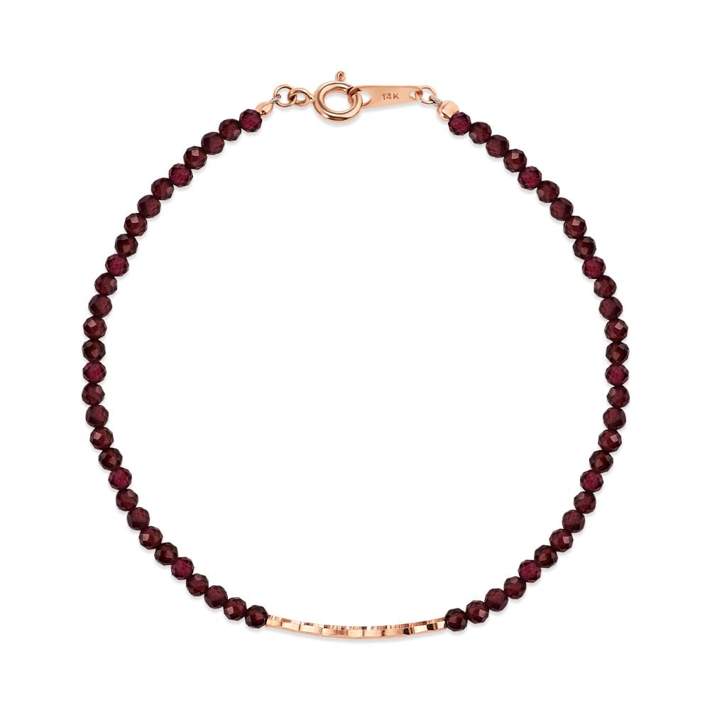 

[Bnbgold] 14K/18K Gold Rounded Curve Pipe Garnet Bracelet Chb41114 pink gold