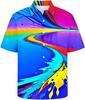 Grafite Astratta Stampa 3D Camicia Hawaiana da Uomo Arcobaleno Estate Stampa a Schizzi di Colore Casual Manica Corta Bottoni Camicie Top
