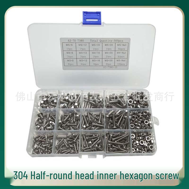 500 PCS Stainless Steel Hexagon Socket Head Screws with Wrench