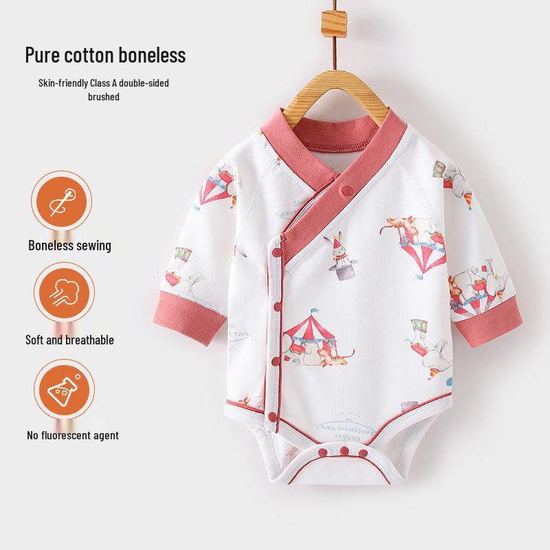 Unisex Cotton Long-Sleeve Snap-Up Bodysuit for Babies - All-Season Newborn Romper