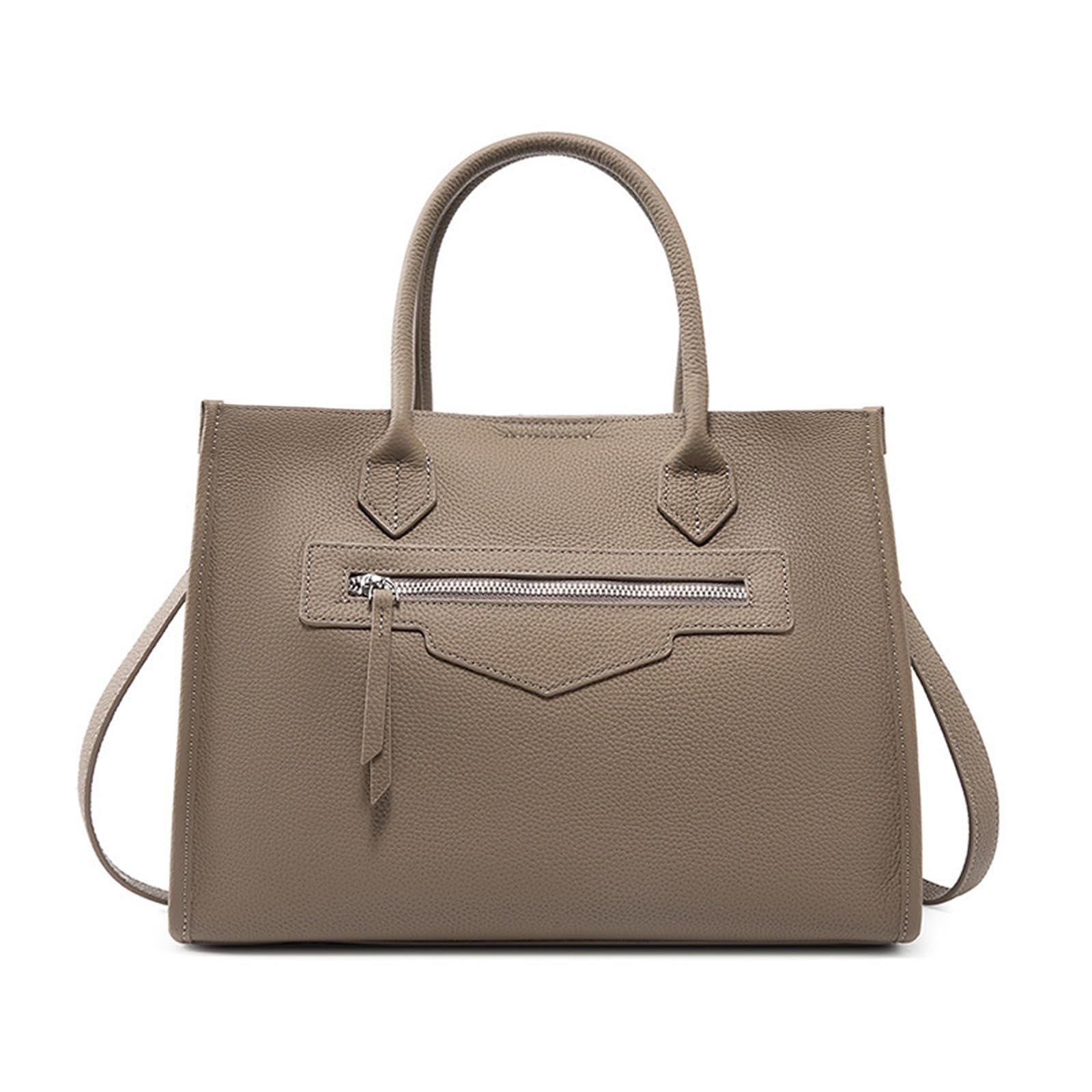 

[MFFOR] Genuine Leather Handbag for Women, 2-Way Commuter BagShoulder Bag with Studs, Large Capacity, Square Shape, High-Quality, Elegant, Business,