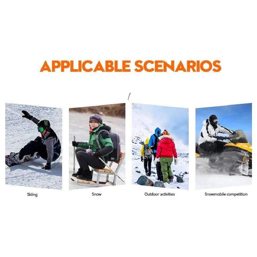 White Adult Double Layer Ski Gloves Winter Snow Gloves With Waterproof & Wear-Resistant With Inner Gloves