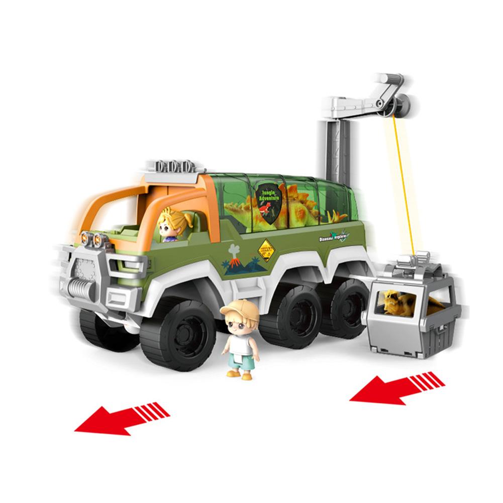 Dinosaur Transport Carrier Truck With Sound & Light Inertial Pull Back Dinosaur Truck Toys With Dino Figures Educational Toy Gifts For Kids