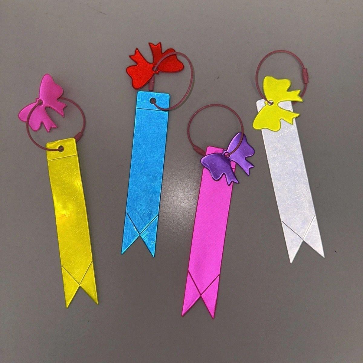 Reflective Bow-Shaped Luminous Pendant Keychain with Customizable Logo