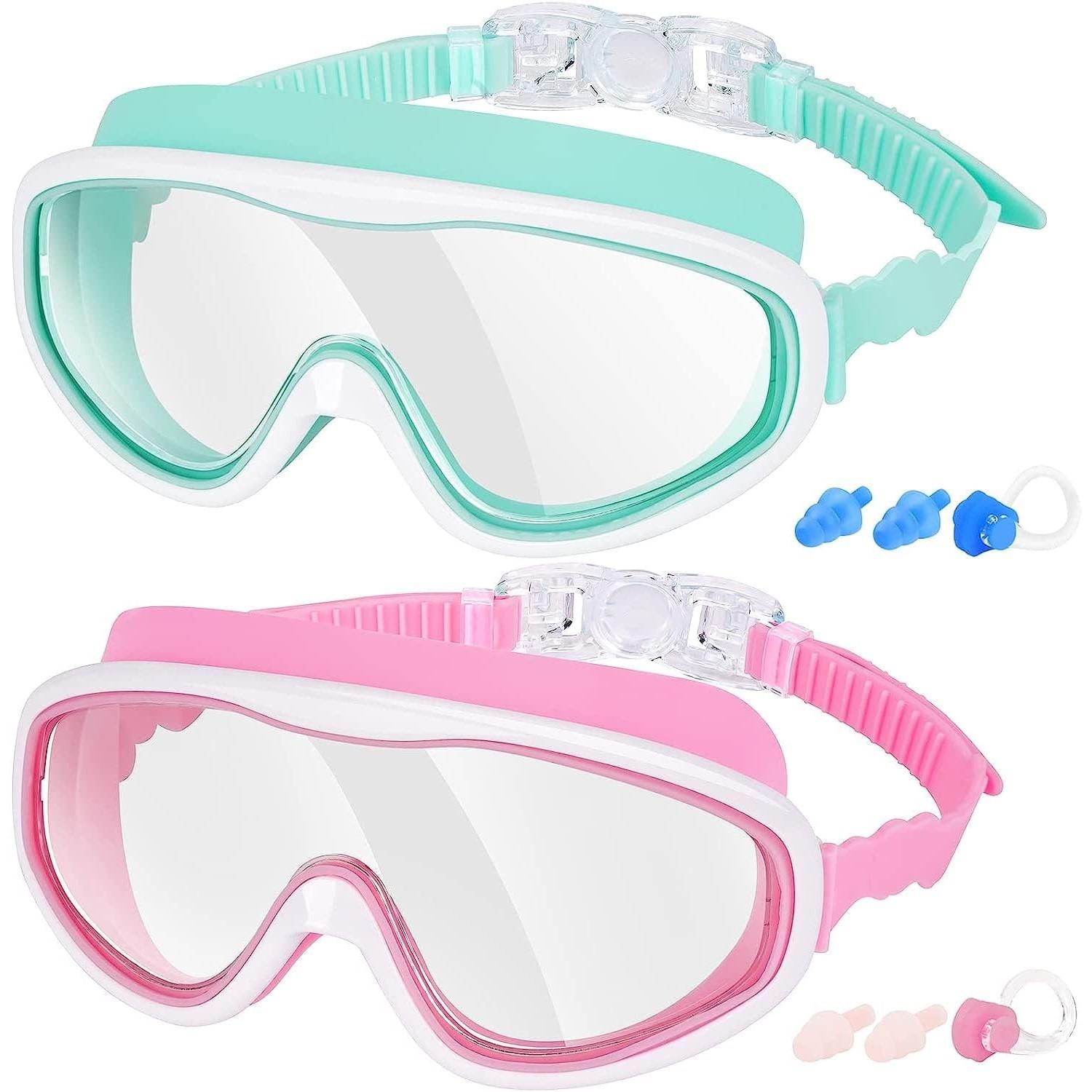 

Комплект из 2 детских очков для плавания, очки для плавания с широким обзором для детей от 3 до 15 лет