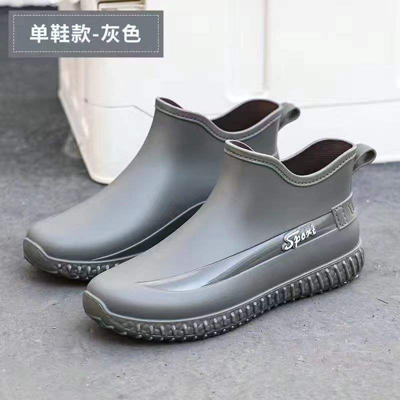 New men's rain shoes short tube non-slip waterproof kitchen platform water boots car wash fishing wear-resistant rubber shoes velvet warm