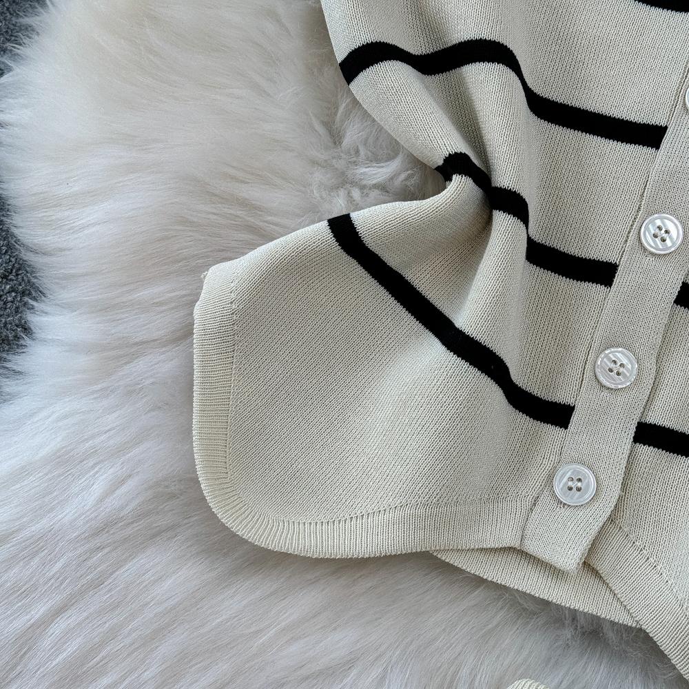 Conjuntos de 2 peças roupas femininas listradas malha sem mangas decote em v tanque + saias envolventes verão cintura alta saia conjunto moda dropship