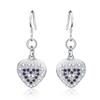 925 Sterling Silver Heart-shaped Purple AAA Zircon Piercing Earrings, Fashionable Wedding Jewelry