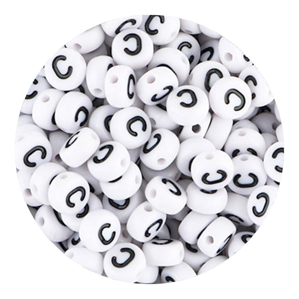 50/100/200pcs/Lot 7x4mm White A-Z Round Alphabet Acrylic Letters Beads Loose Spacer For Jewelry Making DIY Bracelet Accessories