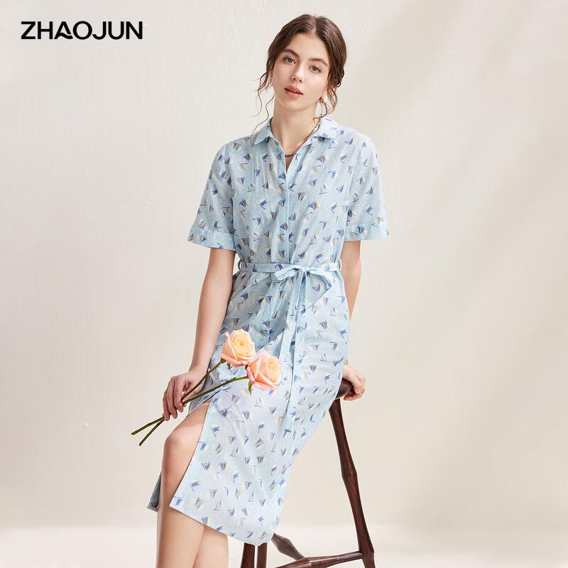 

Women s Printed Belted Silk-Cotton Short Sleeve Dress XXL