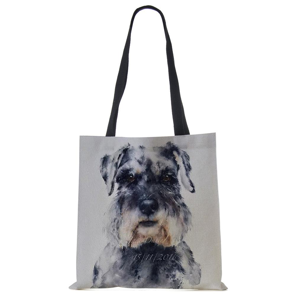 Schnauzer Dog Painting Handbags For Women Lady Korean Shoulder Bag Casual Shopping Shopper Bags Large Capacity CLE