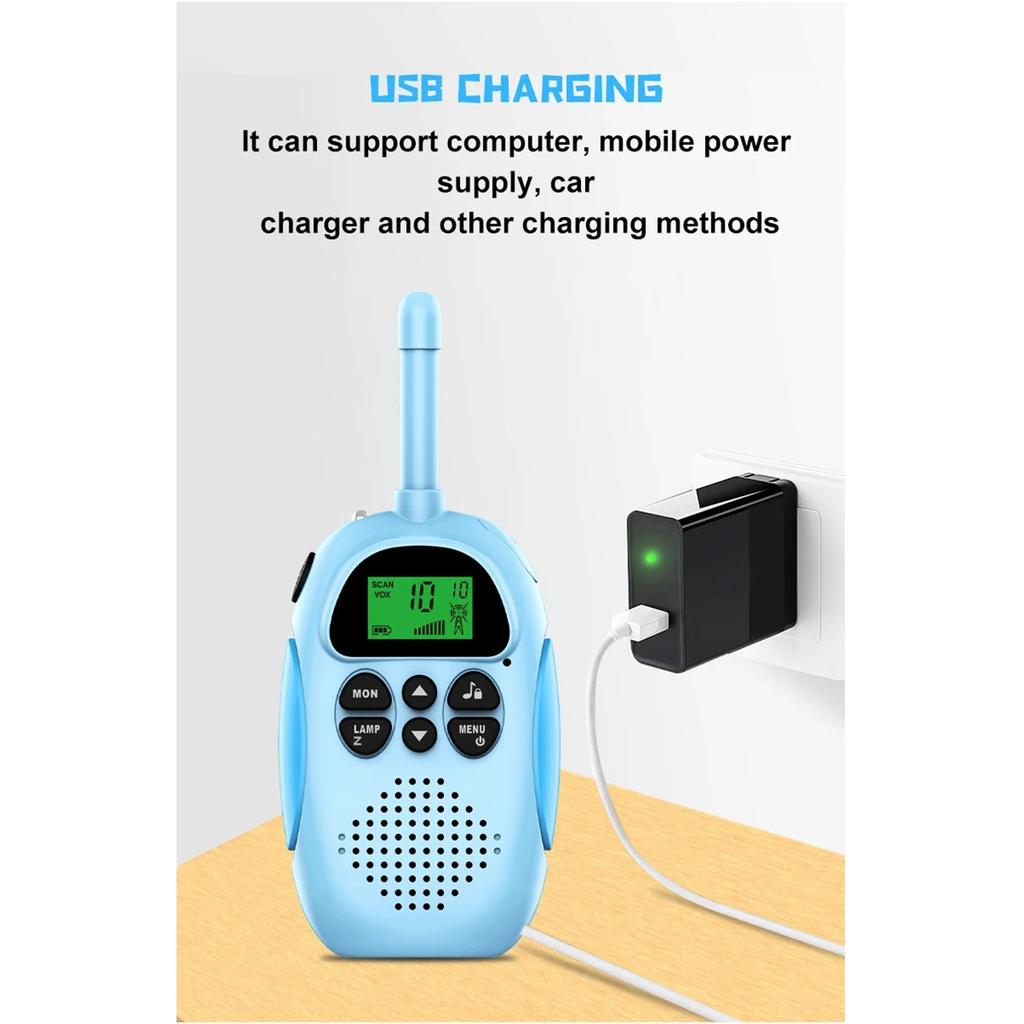 2er-Pack Walkie-Talkies für Kinderspielzeug, wiederaufladbarer Akku, Walkie-Talkie, 22 Kanäle, 2-Wege-Radio, 3 km lange Reichweite, für Kindergeschenke