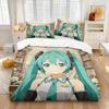 3D Print Japanese Cartoon Kawaii H-Hatsune M-Miku Bedding Set 2/3piece Duvet Cover Pillowcase for Teen Girls Room Decor Gifts