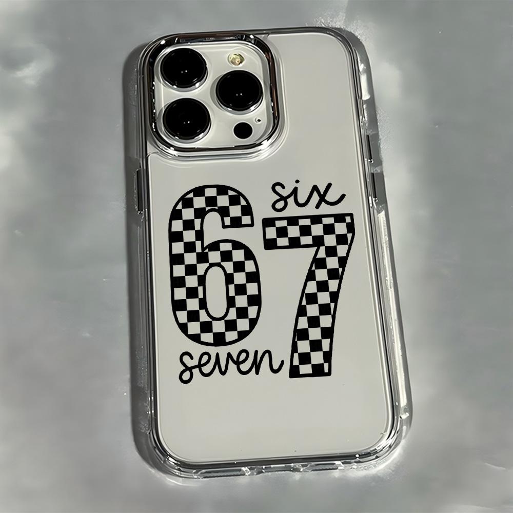 Luxury Six Seven 67 Phone Case For iPhone 17e 17 16e 16 15 14 13 12 11 Mini Pro Max X XR XSMAX Air Plus Transparent Soft Cover
