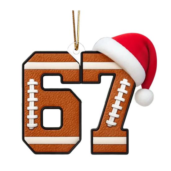 67 Sports Ornaments Novelty Six Seven Christmas Tree Ornament with Sports Ball Theme 2D Acrylic Slang Hanging Decoration for Sport Lovers Teens