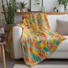 Vibrant Colorful Patchwork Geometric Blanket Sofa Bed Throw for Kids Teens Adults Decorative Gift