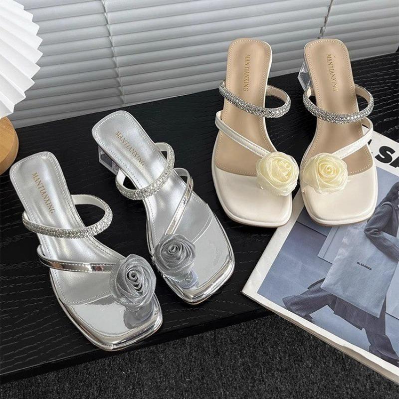 New Style Slides Flip Flops Sandals Open Toe Woman Slippers High Up To 5cm Heel Summer Shoes for Women Crystals Zapatos Mujer