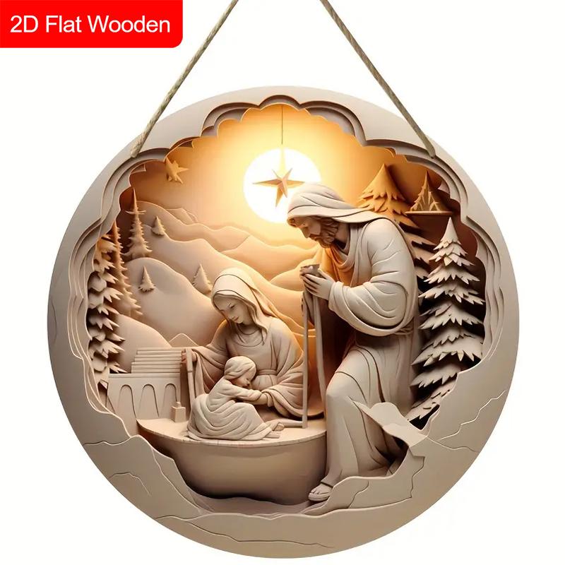 Nativity Wooden Christmas Sign - Jesus Navidad Sign for Church, Yard Decor - Ideal Christmas Gift for Christian Believers