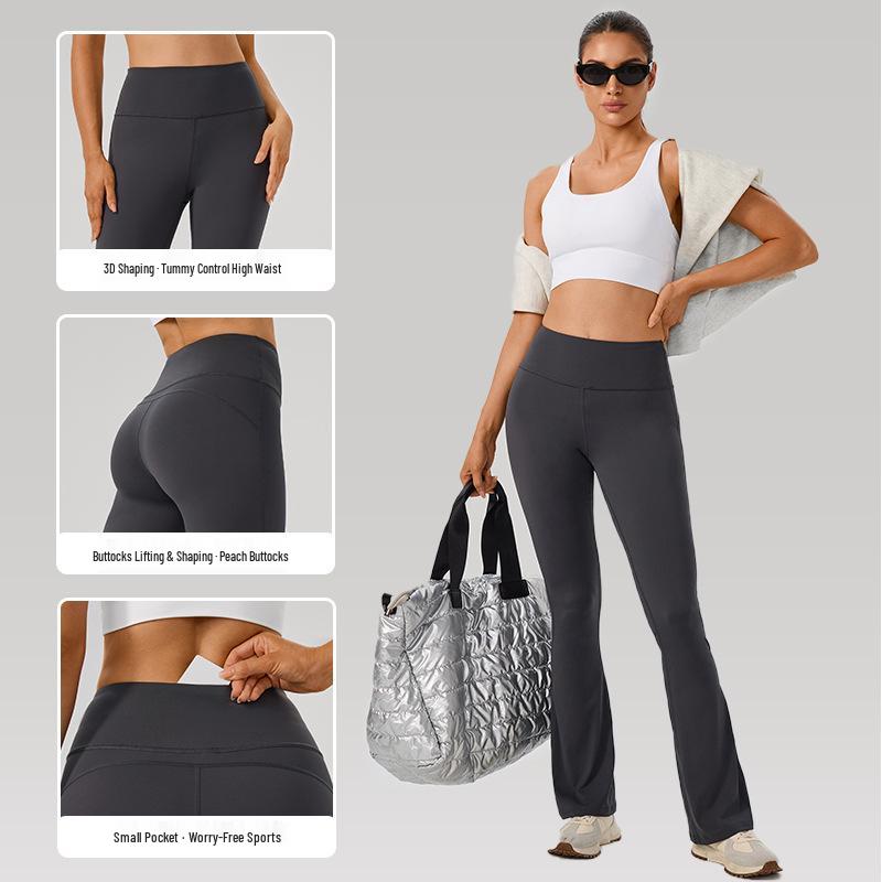 Women's High Waist Slimming Flare Yoga Pants - Butt Lifting Cropped Fitness & Running Trousers