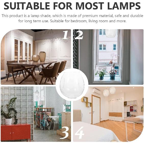 Glass Lamp Shade Lamp Cover Transparent Light Shade Round Globe Lamp Shade Lighting Fixture Replacement for Ceiling Light Bedside Table Lamp Standing
