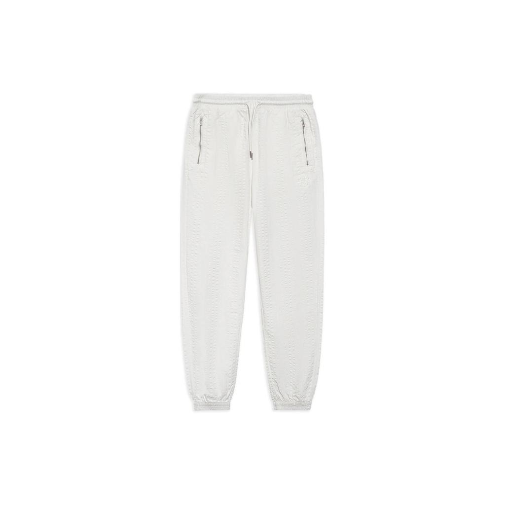 Li Ning Sports Lifestyle Solid Color Tapered Knit Joggers Women Joggers White AYKS344-2