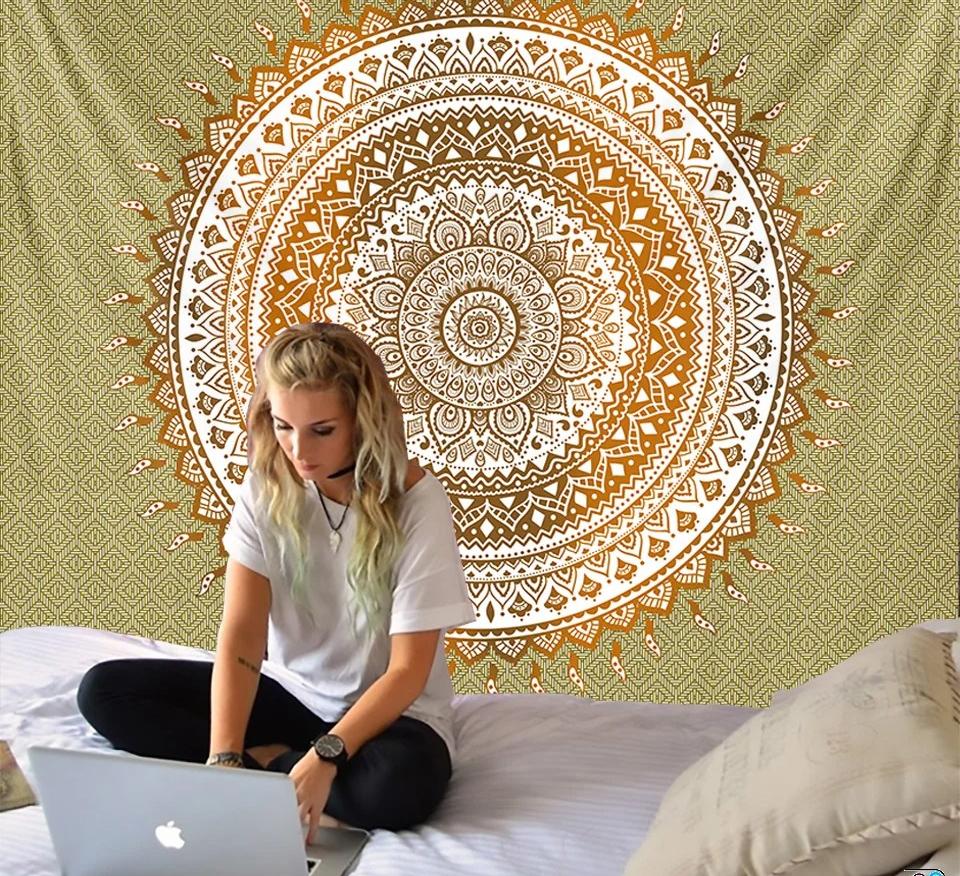 Indian Mandala Tapestry Wall Hanging Sandy Beach Throw Rug Blanket Camping Tent Travel Mattress Bohemian Sleeping Pad Tapestries